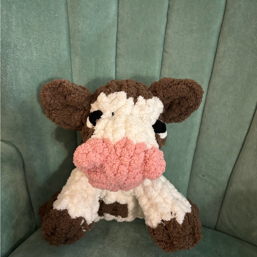 Plush Cow - Brown, White, and Pink